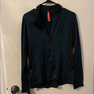 Black and Dark Blue Zip-Up Jacket